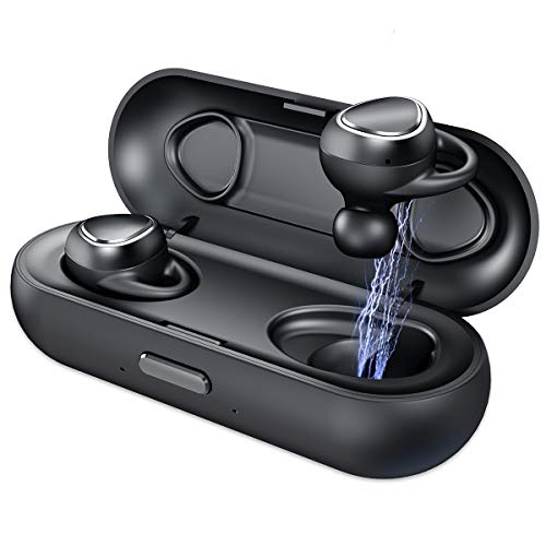 Wireless Earbuds Stereo Sound Wireless Bluetooth Headphones Wireless Mini in-Ear Sports Earphones Noise Cancelling Headsets,Built-in Mic Bluetooth Earbuds with Portable Charging Case (Black)