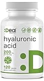 Deal Supplement Hyaluronic Acid 200mg Per Serving, 120 Capsules, Joint, Skin, Nails, Hair Lubrication, Non-GMO, Made in USA