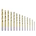 HSS Titanium Coated Twist Drill Bit Set, High Speed Steel Jobber Length Drill, Split Point,13 PCS (For Wood Plastic Metal)