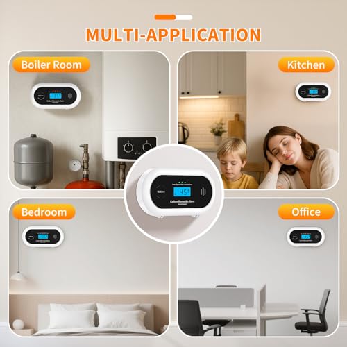 Carbon Monoxide Detector – 10-Year Sealed Battery CO Alarm with LCD Display, Carbon Monoxide Alarms for Home, EN 50291 Certified – Alertlink VC22R