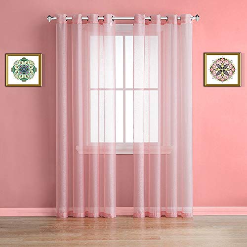 Warm Home Designs Pair of 2 Longer Size 54" (Width) x 95" (Length) Rose Pink Sheer Window Curtains. 2 Elegant Voile Panel Drapes are 108 Inch Wide Total - K Rose 95" - Thumbnail 5