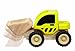 Wonderworld Yellow Miniature Wooden Loader - Push Toy, Movable Latter, Real Rubber Tires + Bonus Driver Included