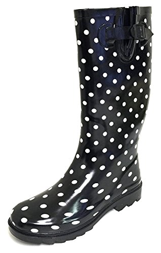 G4U Women's Rain Boots Multiple Styles Color Mid Calf Wellies Buckle Fashion Rubber Knee High Snow Shoes 41iHcJmB2kL