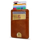 Slim Front Pocket Wallets with Money Clip- Mens Minimalist Genuine Leather Card Sleeve Wallet, Ultra Thin Card Holder for Men- RFID Blocking by EGRD (Leather Wallet Brown)