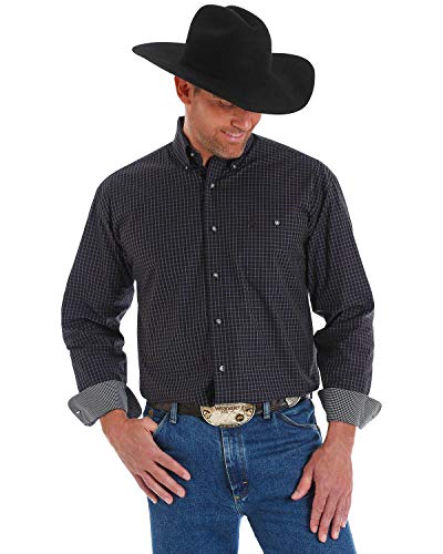 Wrangler Men's George Strait by Checker Long Sleeve Western Shirt Black XX-Large