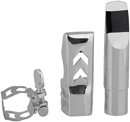 Yibuy 7# Silver Plated Copper Soprano Saxophone Mouthpiece & Cap & Ligature Set Type SA