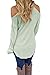 Dokotoo Womens Cold Shoulder Loose Knitted Sweater Top Blouse Medium Green