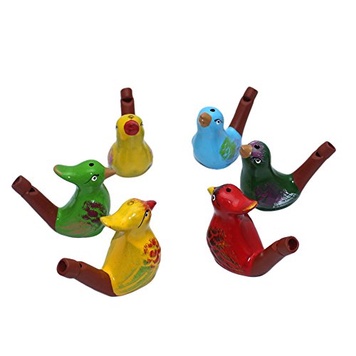 INNODEPT12 Ceramic Bird Warbler Water Whistle Clay Ocarina Kids Bath Time Gifts Set of 6