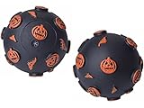 EXPAWLORER Halloween Interaction Dog Squeaky Toys, Holiday Party Gift Pumpkin and Bat Bumps Ball 3-Inch, Set of 2