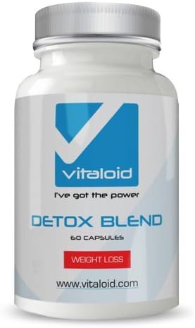 Detox Blend Vitaloid - 60 Capsules - Weight loss pills to cleanse Colon & eliminate toxins - Aloe Vera, Psyllium Fiber, Blueberry, Inulin, Konjac, Vitamin C, Anise, Fennel, Rhubarb, Licorice, Hawthorn, Gentian and Acidophilus -