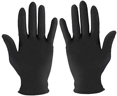 Disposable Nitrile Gloves Powder Free Household Cleaning Spa Hair Salon Gloves (100PCS M, Black)