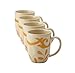 Rachael Ray Dinnerware Gold Scroll 4-Piece Mug Set, Almond Cream
