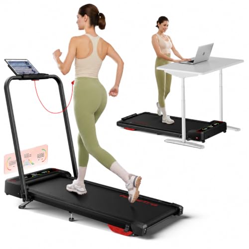 HOMETRO Foldable Treadmill Walking Pad 9% Incline, 2.5HP Compact Treadmill for Home & Apartment, Portable Folding Treadmill with Handle, App Remote Control LED Display
