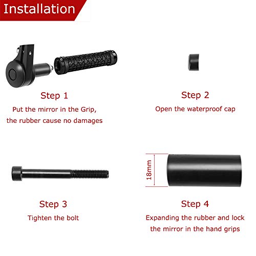 Evermotor Universal Motorcycle Grips Aluminum Mirrors for ATV Scooter Cruiser Kawasaki Suzuki Honda