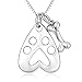 YFN Dog Paw Bone Heart Pendant Sterling Silver Necklace Box Chain 18