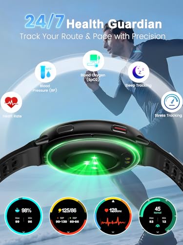 Rmana Smartwatch Men with GPS, Smartwatch Watch 1.39" Touch Screen, Bluetooth Calls, Sports Modes, Compass, Heart Rate Monitor, Blood Pressure Measurement, Digital Watch iOS/Android