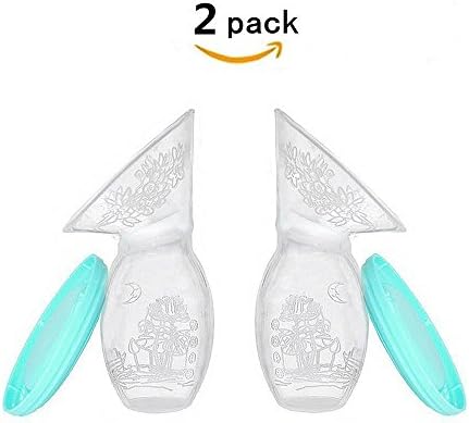 Silicone Breastfeeding Manual Breast Pumps Milk Pump Suction with Lid,Breast Milk Saving Made Easy-2Pack (2 Pack Green)