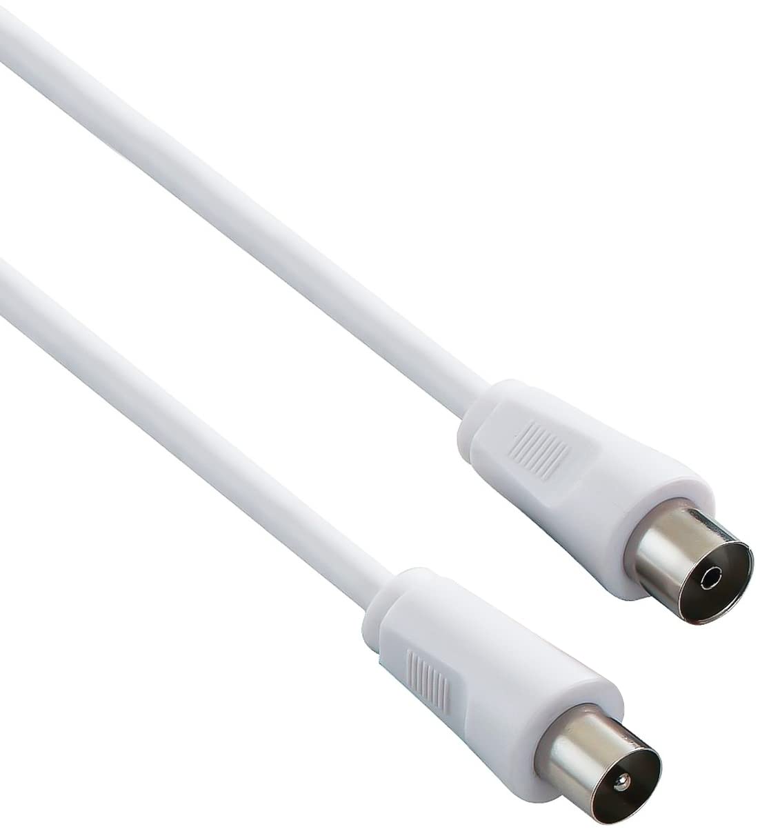 PremiumCord 2m Coaxial Cable - 75 Ohm, Male/Female, White, IEC Connector, TV, Set-top Box, DVD Player, Gaming Console, Cable Satellite Receiver