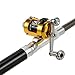 HappyOutdoor Mini Portable Pocket Fish Rod Pen Aluminum Alloy Fishing Rod Pole Reel Combos (Black)