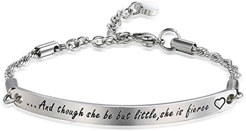 4MEMORYS Inspirational Chain Bracelet with ID Bar Engraved She Believed she Could so she did Inspirational Bangle Jewelry for Women Girls Daughter