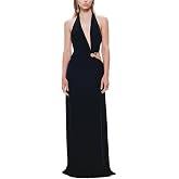 MISHA Womens The 'Devon' Cupro Dress, M, Black