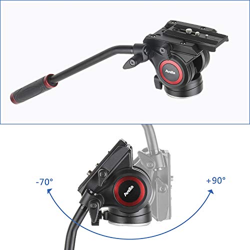 Avella V501 Video Camera Tripod Fluid Drag Pan Head for Canon Nikon Sony Olympus Panasonic DSLR Camera, with 3/8" and 1/4" Mounting Screw - Thumbnail 4