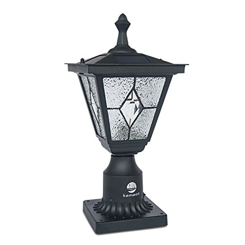 Kemeco SP4220Q LED Cast Aluminum Tiffany Glass Solar Post Light Outdoor Fixture with 3-Inch Fitter Base for Garden Post Pole Mount - Thumbnail 2