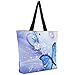 icolor Blue Butterflies Portable Eco Reusable Eco-friendly Shopping Bag Handle case Bag Shopping Large Grocery shoulder bag Reusable Portable Storage HandBags Convenient Shoppers Tote YGWB-34