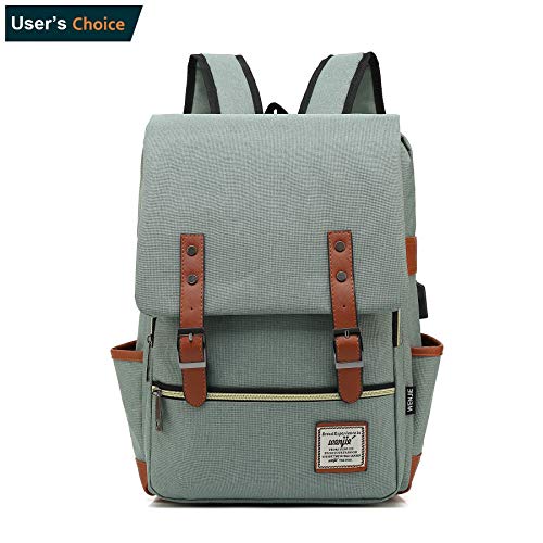 Fashion Trend Backpack For Teen Girls Boys,LIQING Preppy Style Unisex Waterproof Oxford School Backpack Student Daypack Rucksack College School Bag Laptop Backpack (Light green USB)