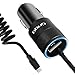 iPhone Car Charger, Sngg 4.8A USB Car Charger with Coiled Lightning Cable for iPhone 7 Plus 6 6S Plus 5S 5 5C SE,iPad,Samsung Galaxy S8+ S8 S7 S6 Edge and More,with Extra USB Port