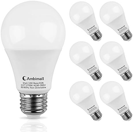 A19 LED Bulb 100Watts Equivalent, Ambimall Medium Screw Base E26 LED Globe Light Bulbs, Warm White 2700k 1200Lumens Non-Dimmable A60 Appliance Bulb for Home Lighting Decorative(Pack of 6)