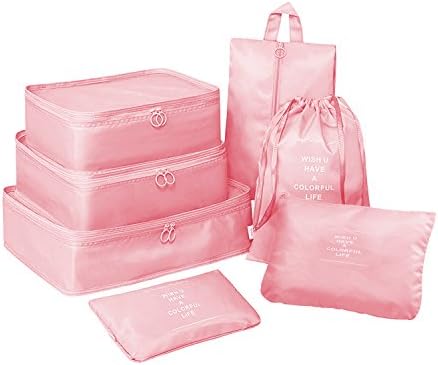 Lonew 7 Set Packing Cubes, Travel Luggage Organizer - Multi-functional Clothing Sorting Packages with Shoe Bag