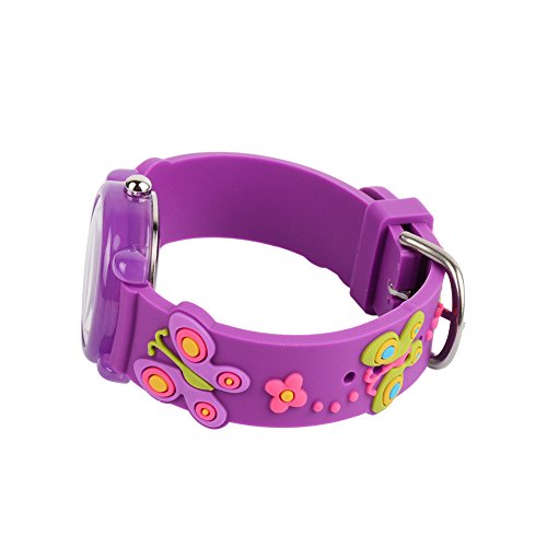 Venhoo Kids Watches Cartoon Waterproof Silicone Children Wristwatches Time Teacher Gifts for Boys Girls (Purple)