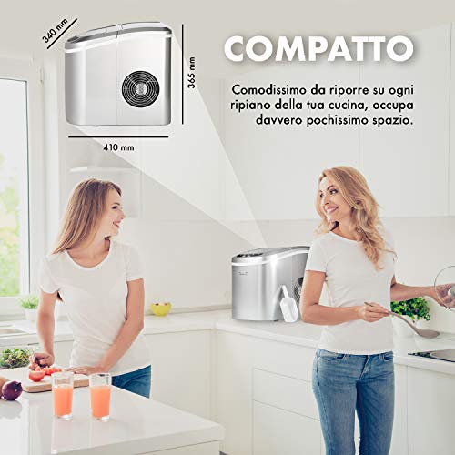 TRINITI Eiswürfelbereiter | Eiswürfelmaschine Edelstahl | 150W Ice Maker | 12/15 kg 24 h | 2 Würfelgrößen | 2 Liter… – Bild 6