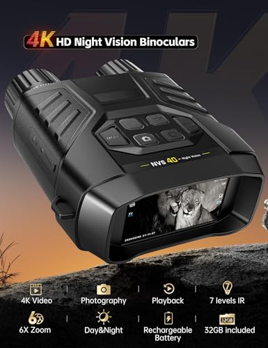 LBOYLOVE® Night Vision Goggles, Digital Infrared Night Vision Binoculars for Day and Night with 4K Video, 36MP Photo & 3" HD Screen, Suitable for Hunting, Camping & Security, Gift for Men Husband Dad