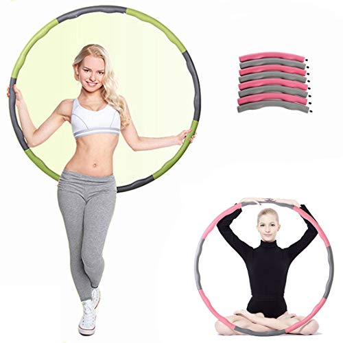Lightweight Fitness Hula Hoop 95cm Massage Loops Detachable Ring Tube Circle for Waist Slimming Body Building Equipment - Pink & Gray