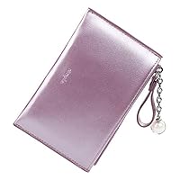 Oufenli Women Short Wallet Girls Squins Bling Pearl Card Holder Mini Coin Purse for Office Work Daily Travel (Purple)