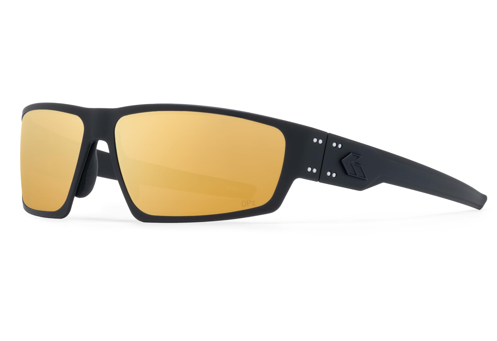 Photo 1 of Gatorz Eyewear Warhawk Sunglasses - Black Cerakote Frame with Black Logo Optimized Polarized (OPz) with Gold Mirror Lens - GZ-15-076
