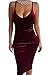 AbeTammy Women's Sexy Club Dress Sleeveless Velvet Bodycon Midi Dress (Large, Burgundy)
