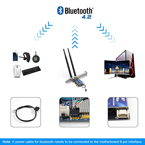 image for EDUP PCIE Wireless WiFi Network Card AC1200Mbps Bluetooth 4.2 Adapter 