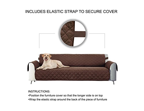 E-Living Store Sofa/Couch Protector, Reversible with Elastic Strap to hold in Place - Beige