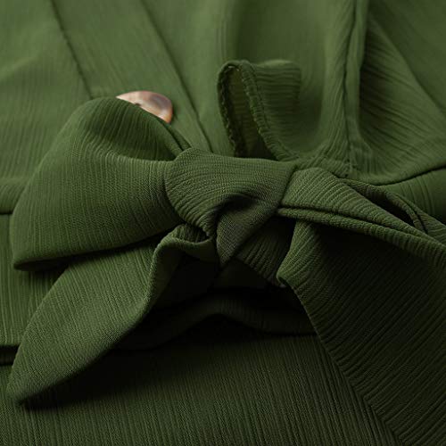 Womens Sexy Tops 2019, YEZIJIN Women's Short Sleeve V Neck Tie Knot Front Button Chiffon Shirt Blouse Tops Army Green