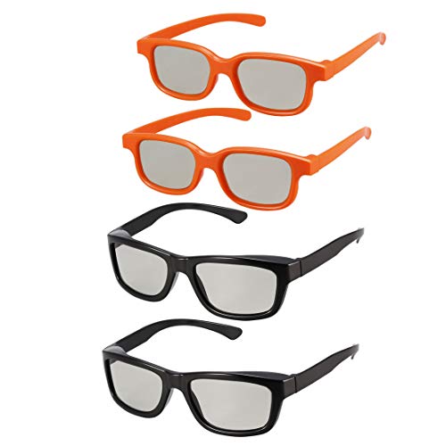 uxcell 3D Clip-on Glasses Set for Movies/Cinema Compatible with Reald Cinema 2xAdults Sized and 2xChildren Sized