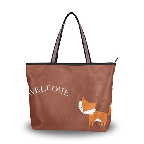 Women's Handbags Cute Animal Little Fox Welcome Polyester Fabric Shoulder Bag