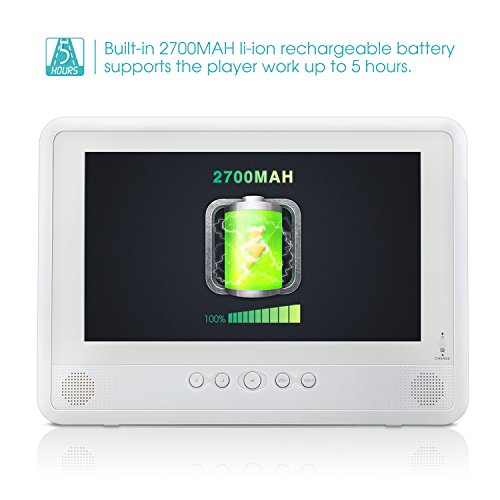 NAVISKAUTO-101-IP67-Waterproof-Portable-DVD-Player-Car-Headrest-Backseat-Mobile-DVD-Player-with-Ultra-thin-TFT-HD-Screen-White