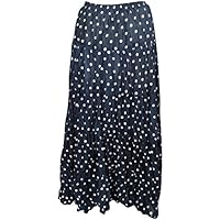 Mogul Interior Women's Maxi Skirt Blue Polka Dots Broomstick Long Skirts M/L
