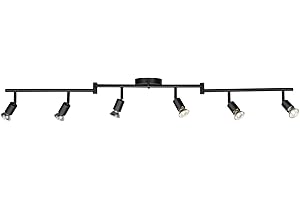 GLOBE Electric 59693 6-Light Foldable Track Lighting Kit, Matte Black Finish, Adjustable Heads, Bendable Arms, GU10 Base, Dimmable, Modern Industrial Style
