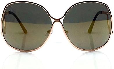 70's Vintage Style Oversized Metal Frame Large Square Lenses Womens Sunglasses (Bronze, Gold Mirrored)