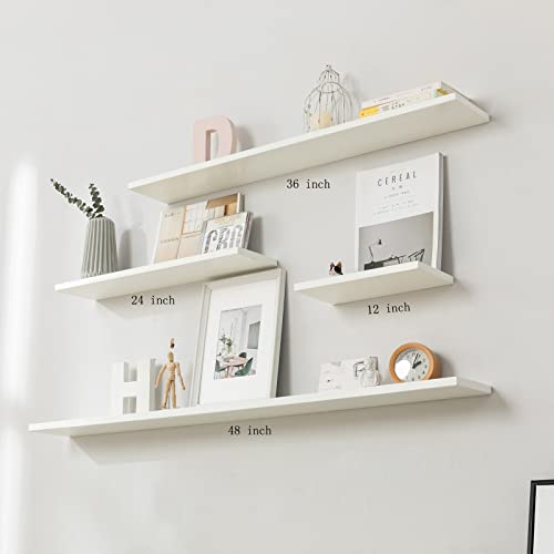 Long Floating Shelf 36 Inch White Floating Shelf for Wall, Durable
