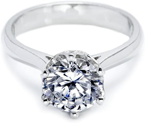 Jewelryfinds Women Round Cut Solitaire Cz Stainless Steel Promise Wedding Engagement Ring